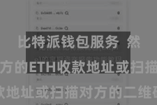 比特派钱包服务  然后输入对方的ETH收款地址或扫描对方的二维码